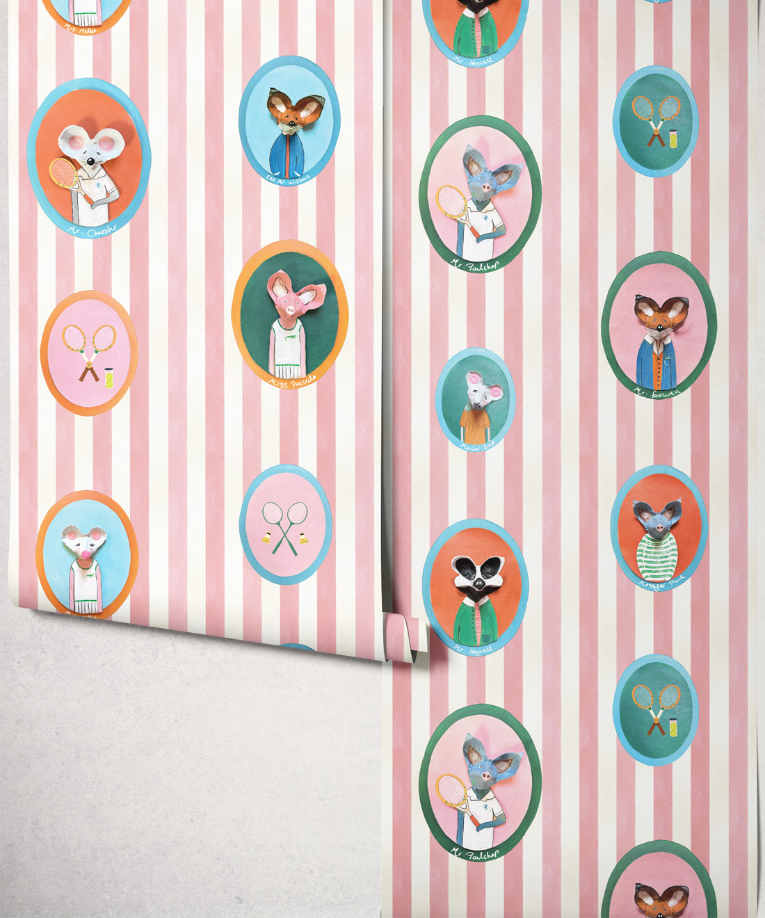The Tennis Club Wallpaper - Colourway: Petal Pink - Roll