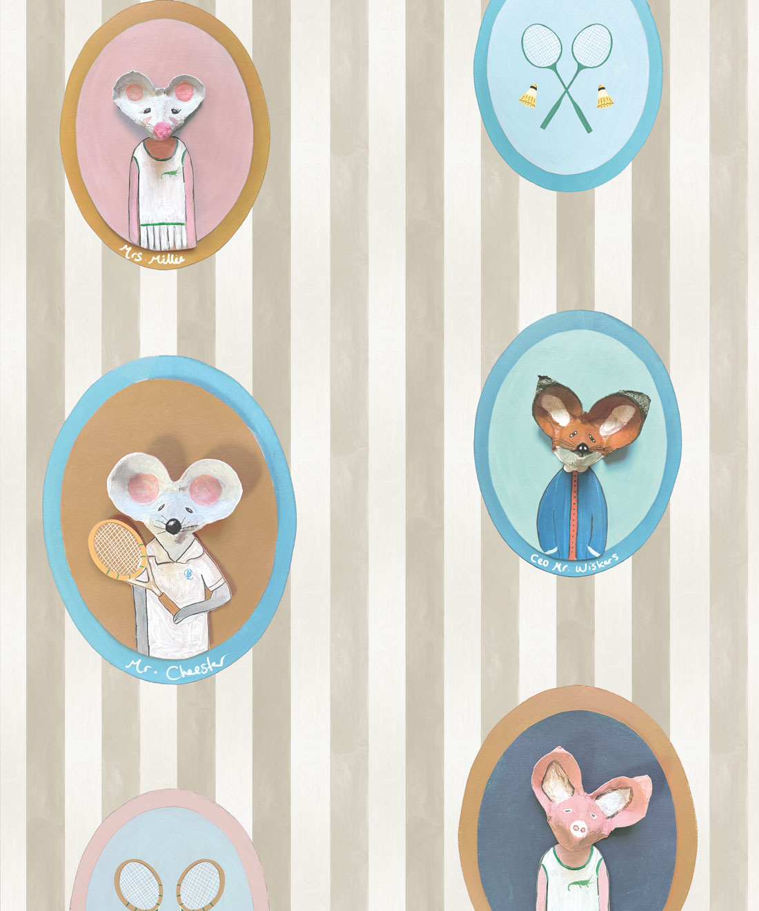The Tennis Club Wallpaper - Colourway: Shell - Swatch