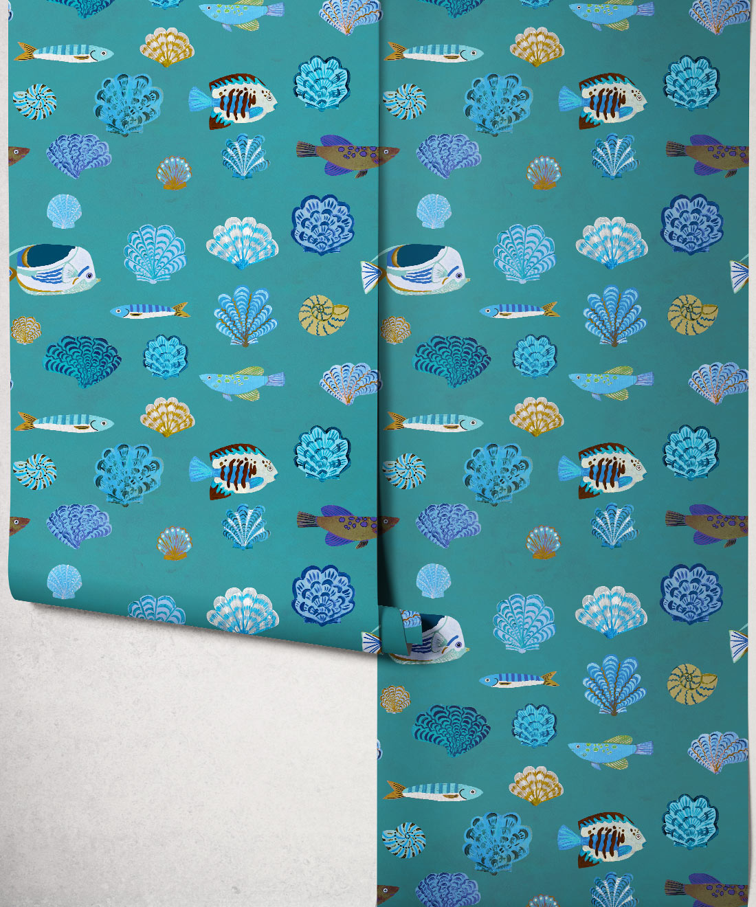 Seaside Treasures Wallpaper - Colourway: Lagoon Blue - Roll