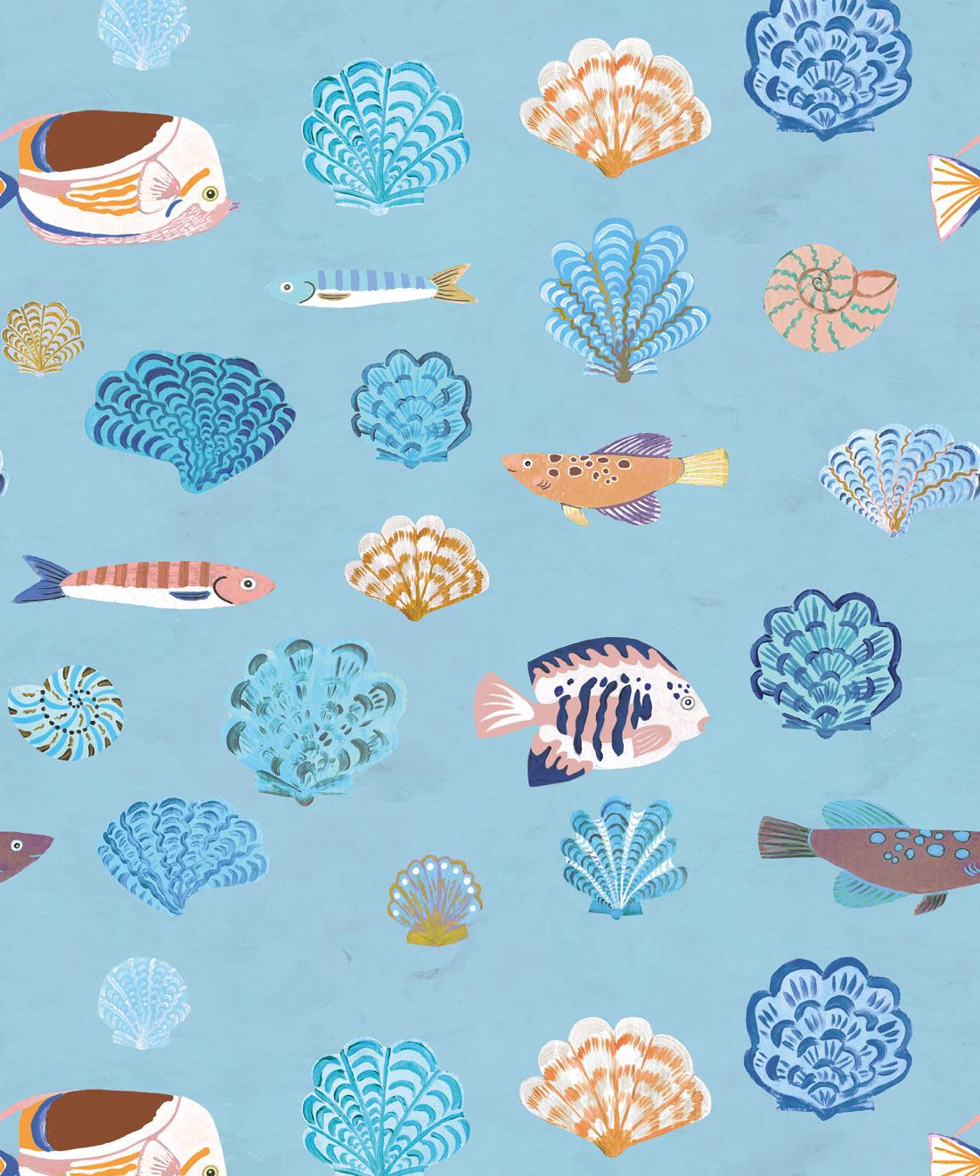 Seaside Treasures Wallpaper - Colourway: Powder Blue - Swatch