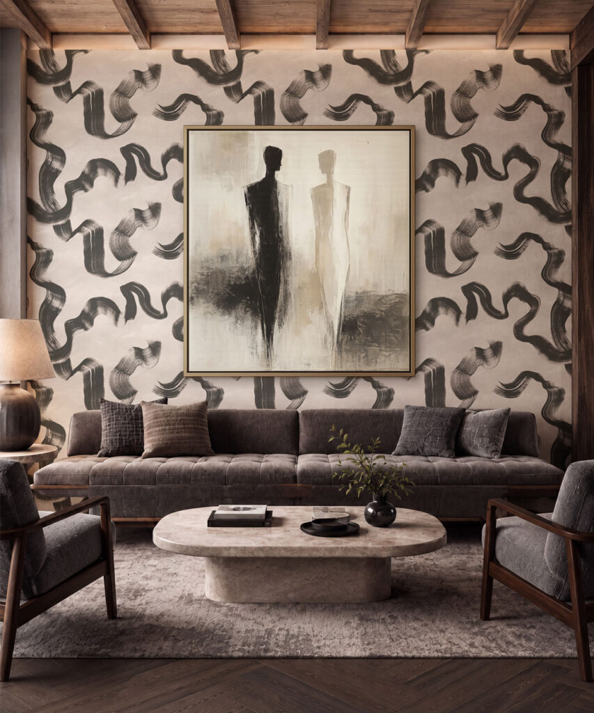 Zephyr  Wallpaper - Colourway: Charcoal - Insitu