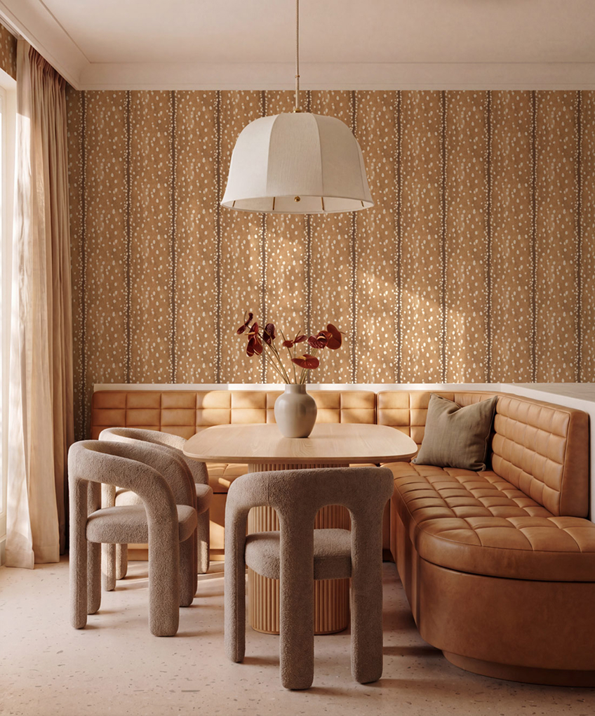 Room with Fawn Spot Grasscloth Wallpaper installed