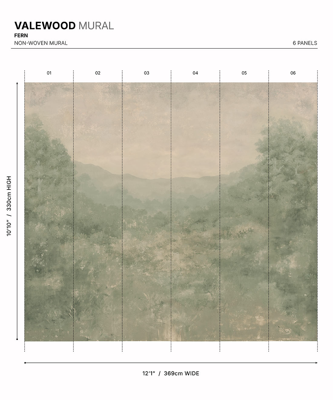 Valewood Mural - Colourway: Fern - Diagram
