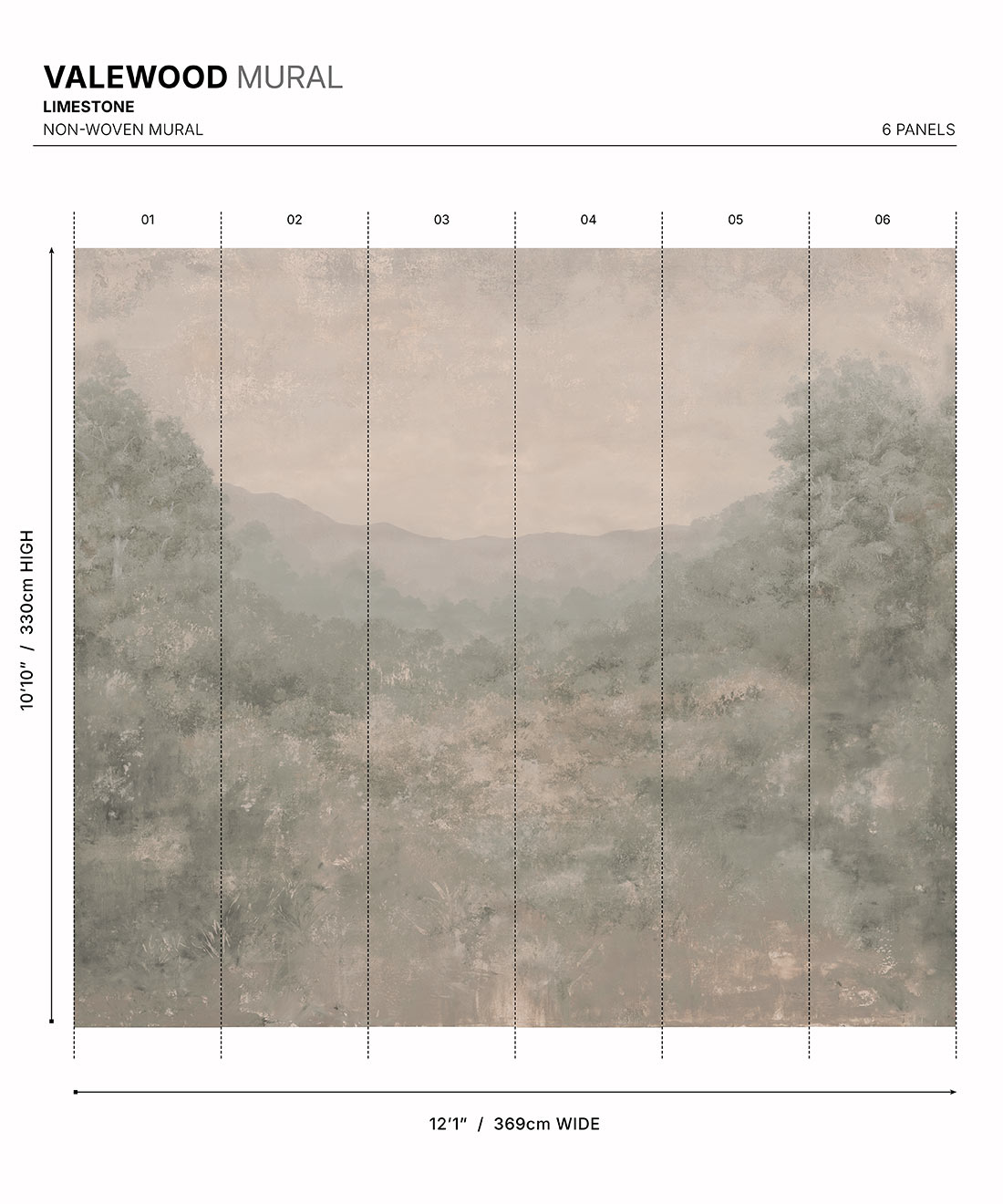 Valewood Mural - Colourway: Limestone - Diagram