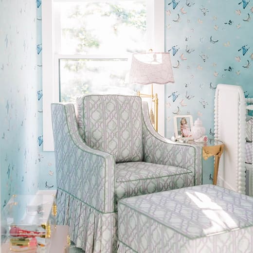 Butterflies Wallpaper in Colourway: French Blue