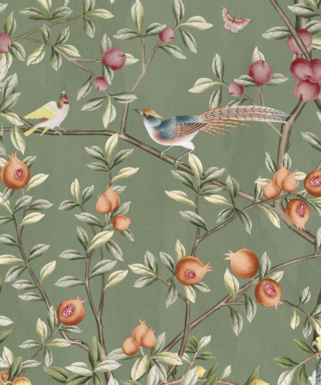 Orchard House Wallpaper - Colourway: Olive Fig - Swatch